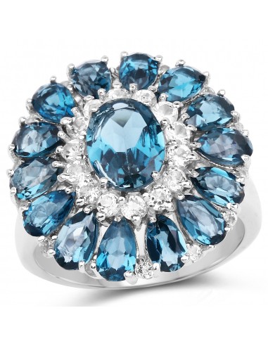 5.44 Carat Genuine London Blue Topaz & White Topaz .925 Sterling Silver Ring les muscles