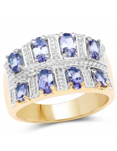 14K Yellow Gold Plated 1.68 Carat Genuine Tanzanite .925 Sterling Silver Ring ouvre sa boutique