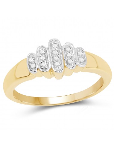 14K Yellow Gold Plated 0.09 Carat Genuine White Diamond .925 Sterling Silver Ring commande en ligne