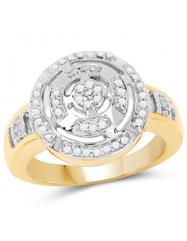 14K Yellow Gold Plated 0.21 Carat Genuine White Diamond .925 Sterling Silver Ring pas cheres