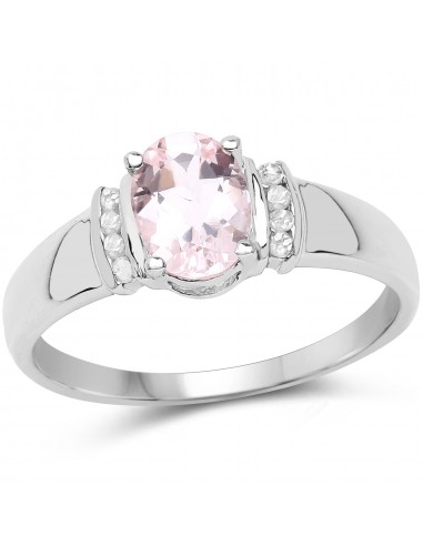 14K Rose Gold Plated 1.20 Carat Genuine Morganite & White Diamond .925 Sterling Silver Ring Les magasins à Paris