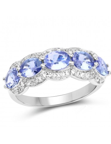 1.78 Carat Genuine Tanzanite & White Topaz .925 Sterling Silver Ring livraison et retour toujours gratuits