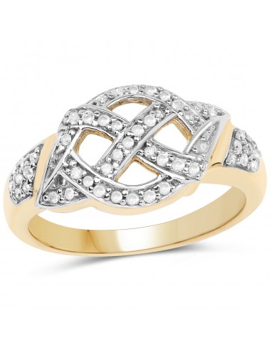 14K Yellow Gold Plated 0.21 Carat Genuine White Diamond .925 Sterling Silver Ring À commander