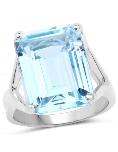 14.20 Carat Genuine Blue Topaz .925 Sterling Silver Ring Jusqu'à 80% De Réduction