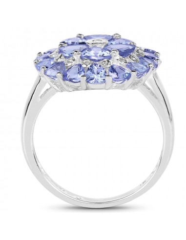 2.96 Carat Genuine Tanzanite and White Diamond .925 Sterling Silver Ring 2023