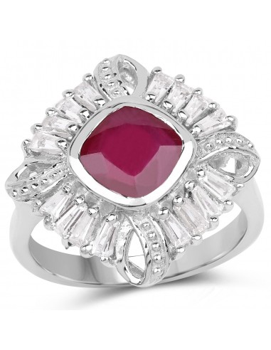 2.66 Carat Glass Filled Ruby and White Topaz .925 Sterling Silver Ring de l' environnement