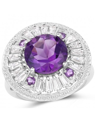 5.58 Carat Genuine Amethyst and White Topaz .925 Sterling Silver Ring suggérées chez