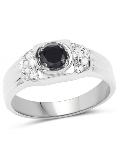 0.39 Carat Genuine Black Diamond and White Diamond .925 Sterling Silver Ring outlet