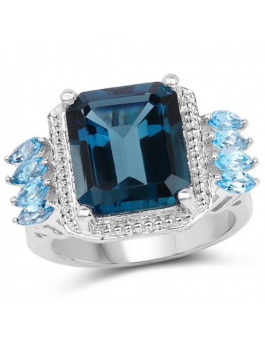 8.17 Carat Genuine London Blue Topaz and Swiss Blue Topaz .925 Sterling Silver Ring les muscles