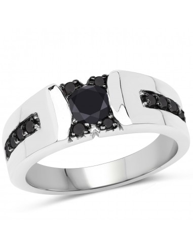 0.83 Carat Genuine Black Diamond .925 Sterling Silver Ring en stock