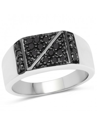 0.35 Carat Genuine Black Diamond .925 Sterling Silver Ring l'évolution des habitudes 