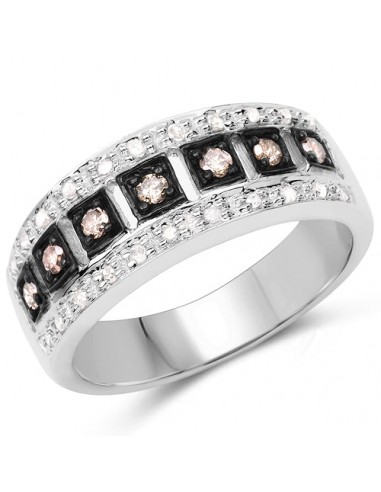 0.27 Carat Genuine Champagne Diamond and White Diamond .925 Sterling Silver Ring 2 - 3 jours ouvrés.