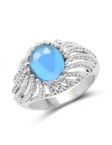 3.65 Carat Genuine Swiss Blue Topaz .925 Sterling Silver Ring Comparez plus de prix