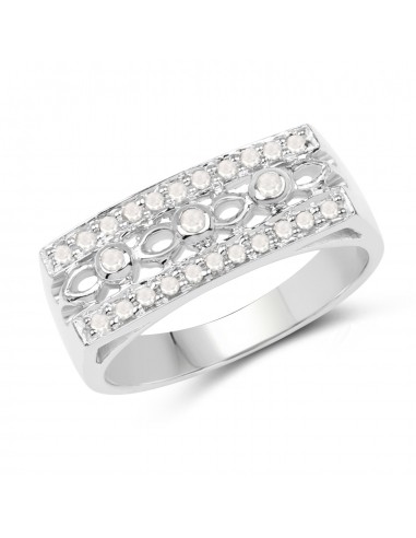 0.20 Carat Genuine White Diamond .925 Sterling Silver Ring Amélioration de cerveau avec