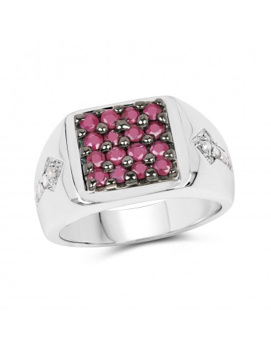 0.84 Carat Genuine Ruby & White Diamond .925 Sterling Silver Ring 50% de réduction en Octobre 2024