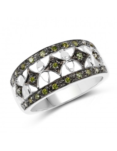 0.32 Carat Genuine Green Diamond .925 Sterling Silver Ring Voir les baskets