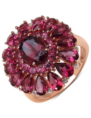 14K Rose Gold Plated 6.25 Carat Genuine Rhodolite & White Topaz .925 Sterling Silver Ring commande en ligne