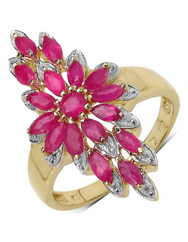 14K Yellow Gold Plated 2.04 Carat Genuine Ruby .925 Sterling Silver Ring france