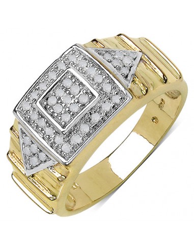 14K Yellow Gold Plated 0.21 Carat Genuine White Diamond .925 Sterling Silver Ring store