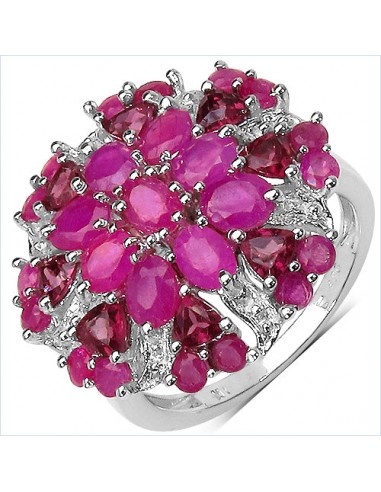 3.90 Carat Genuine Ruby & Rhodolite .925 Sterling Silver Ring les ctes