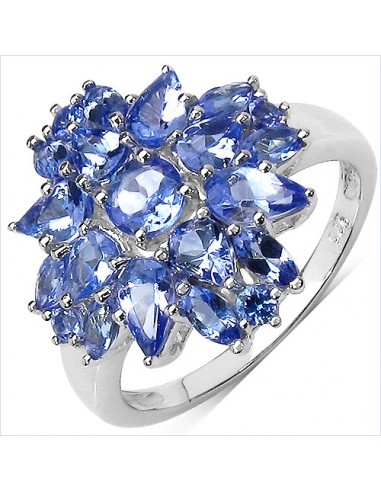 2.41 Carat Genuine Tanzanite .925 Sterling Silver Ring de France