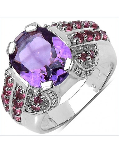 5.37 Carat Genuine Amethyst & Rhodolite .925 Sterling Silver Ring de la marque