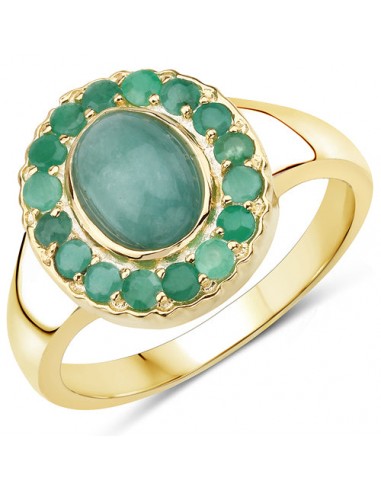 14K Yellow Gold Plated 1.83 Carat Genuine Emerald .925 Sterling Silver Ring brillant des détails fins