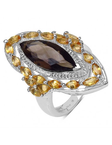 4.90 Carat Genuine Smoky Quartz & Citrine .925 Sterling Silver Ring prix pour 