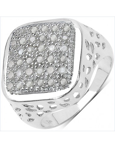 0.54 Carat Genuine White Diamond .925 Sterling Silver Ring Faites des économies