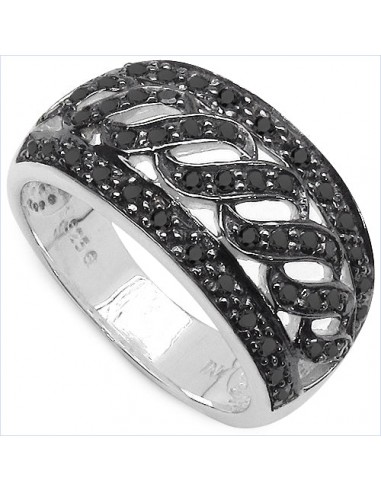 0.54 Carat Genuine Black Diamond .925 Sterling Silver Ring en ligne