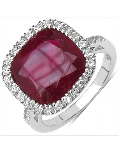 7.55 Carat Genuine Ruby & White Topaz .925 Sterling Silver Ring la livraison gratuite