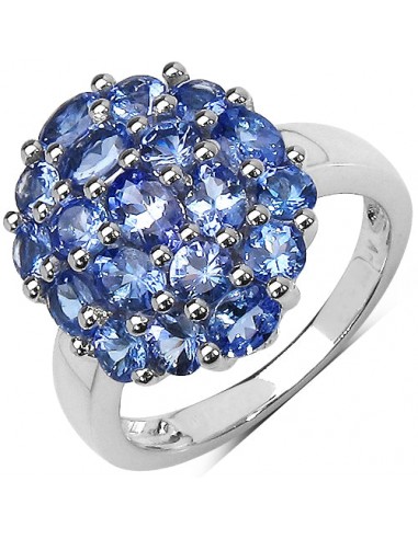 Two Tone Plated 2.54 Carat Genuine Tanzanite .925 Sterling Silver Ring rembourrage situé sous