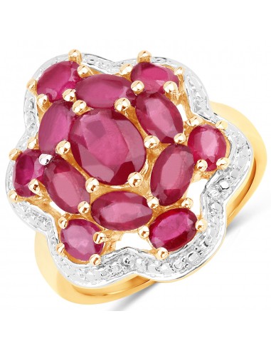 14K Yellow Gold Plated 4.18 Carat Genuine Glass Filled Ruby .925 Sterling Silver Ring ou a consommer sur place