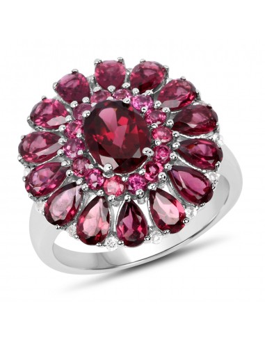 6.19 Carat Genuine Rhodolite and White Topaz .925 Sterling Silver Ring les muscles