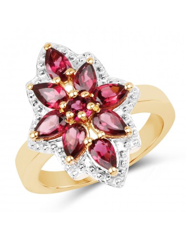 14K Yellow Gold Plated 2.36 Carat Genuine Rhodolite .925 Sterling Silver Ring de votre