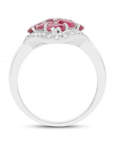 2.12 Carat Genuine Glass Filled Ruby & White Zircon .925 Sterling Silver Ring du meilleur 