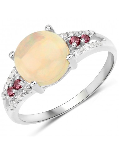 2.05 Carat Genuine Ethiopian Opal, Pink Tourmaline and White Topaz .925 Sterling Silver Ring 2 - 3 jours ouvrés.