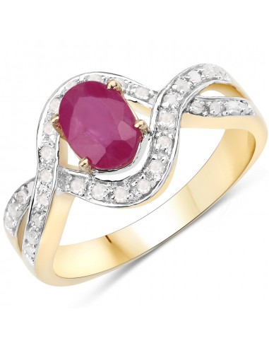 0.98 Carat Genuine Ruby and White Diamond .925 Sterling Silver Ring Paris Déstockage Promo