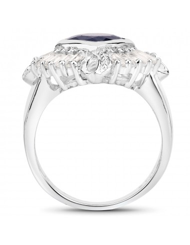 3.06 Carat Glass Filled Sapphire and White Topaz .925 Sterling Silver Ring la livraison gratuite