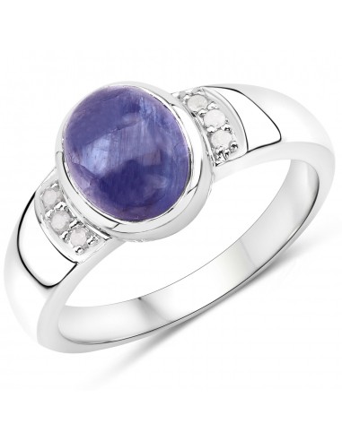 2.52 Carat Genuine Tanzanite and White Diamond .925 Sterling Silver Ring offre 