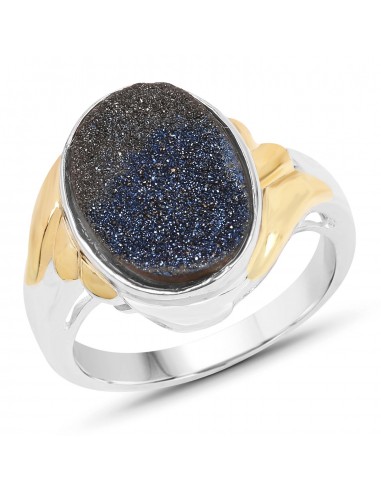 3.25 Carat Genuine Cobalt Blue Drusy .925 Sterling Silver Ring 2024