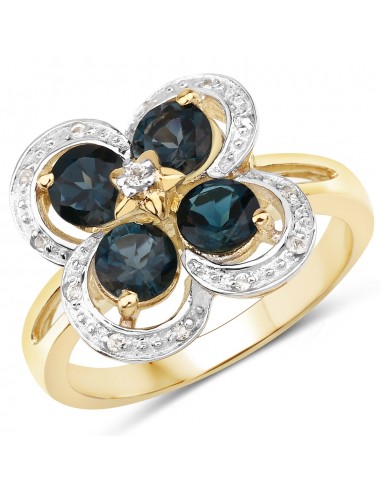 1.76 Carat Genuine London Blue Topaz and White Topaz .925 Sterling Silver Ring sélection de produits