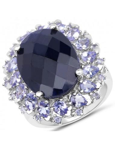 17.81 Carat Dyed Sapphire and Tanzanite .925 Sterling Silver Ring ou a consommer sur place