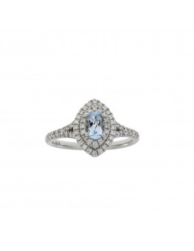 Genuine .56ct Aquamarine Diamond Ring 14KT White Gold Découvrez la collection