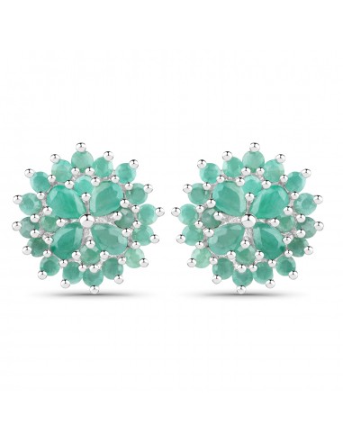 2.32 Carat Genuine Emerald .925 Sterling Silver Earrings en linge