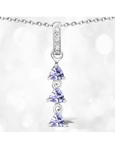 0.71 Carat Genuine Tanzanite and White Topaz .925 Sterling Silver Pendant prix