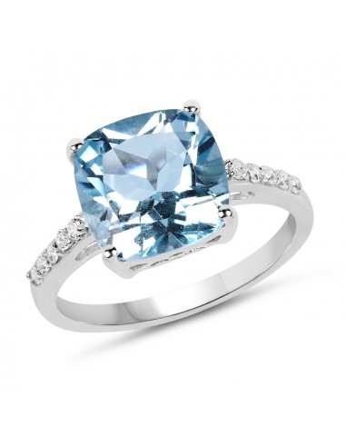 5.33 Carat Genuine Blue Topaz and White Topaz .925 Sterling Silver Ring Economisez 