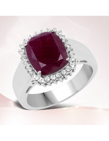 5.28 Carat Genuine Ruby and White Topaz .925 Sterling Silver Ring acheter