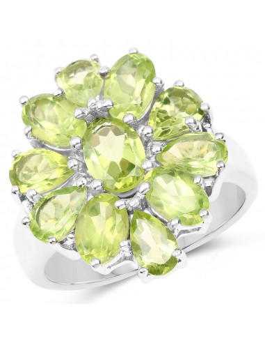 5.03 Carat Genuine Peridot .925 Sterling Silver Ring Les magasins à Paris et en Île-de-France