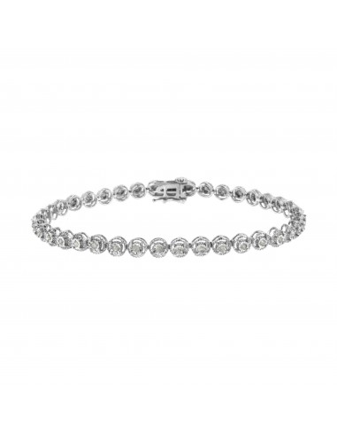 .925 Sterling Silver 1/2 cttw Miracle Set Diamond Milgrain Style Link Bracelet (I-J, I3-Promo) - Size 7.25" commande en ligne